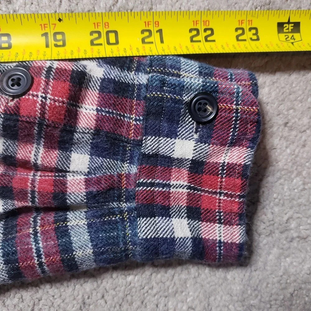 Vintage Ralph Lauren Flannel Shirt Mens Med (FITS SMALL) Plaid Silk Wool Cotton